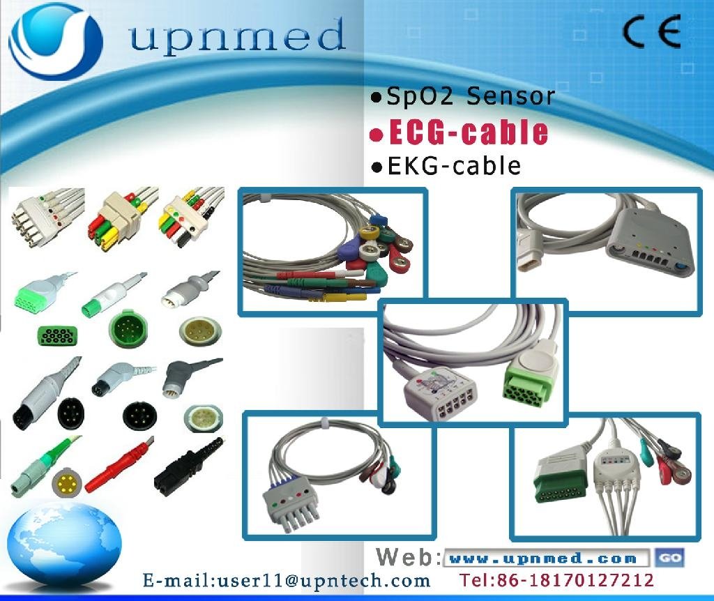 Nihon Kohden TEC-5200A ECG cable with 5 lead wires, 2