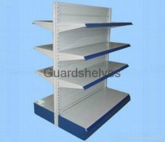 Double sided supermarket shelf 