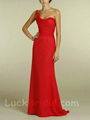 Sexy Aline Sweetheart Bridesmaid Dress Floor Length Chiffon Red Bridesmaid Gown 1