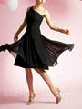 Chic Black One Shoulder Chiffon Prom Dress Knee Length Bridesmaid Dress 1