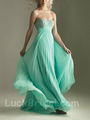 Glamour Mint Pleated Chiffon Sweetheart Evening Dress Sweep Train Beading Evenin