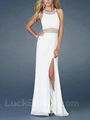 Glorious Halter Chiffon Prom Dress White