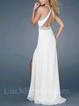 Glorious Halter Chiffon Prom Dress White Beading Prom Gown 2