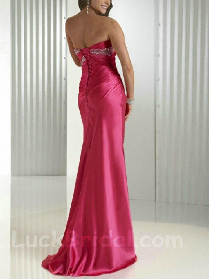 Elegant Sheath Sweetheart Evening Dress Fuchsia Sequined Evening Gown 2
