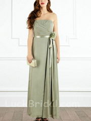 Beautiful Aline Strapless Bridesmaid Dress Ankle Length Chiffon Sage Bridesmaid 