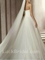 Chic Sweetheart Satin Ball Gown Ruffled Chapel Train Wedding Gown 2