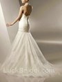 Halter Top Organza Wedding Dress Mermaid Applique Bridal Gown 2