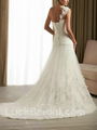 A Line One Shoulder Wedding Dress Appliques Organza Satin Bridal Dress 2