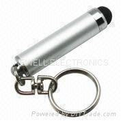 Mini stylus pen for iPhone with keychains of metal material and silicone tip