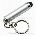 Mini stylus pen for iPhone with keychains of metal material and silicone tip