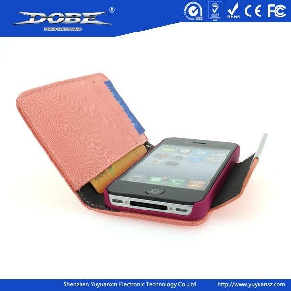Pink Orange Wallet Design Protective Case for iPhone4&4S and iPhone5 with PU mat 5