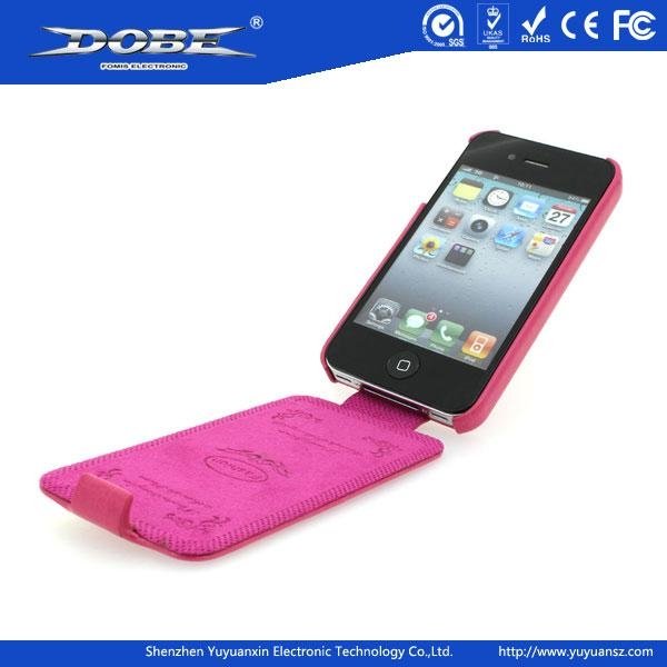 Purple Red Flipped design Protective Case for iPhone4&4S and iPhone5 with PU mat
