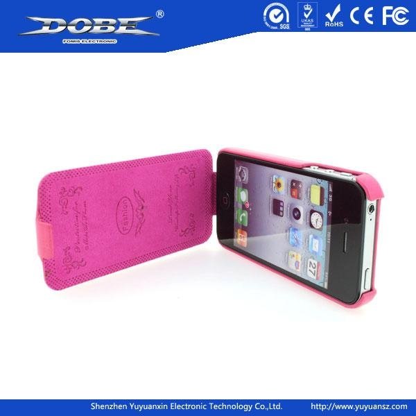 Purple Red Flipped design Protective Case for iPhone4&4S and iPhone5 with PU mat 2