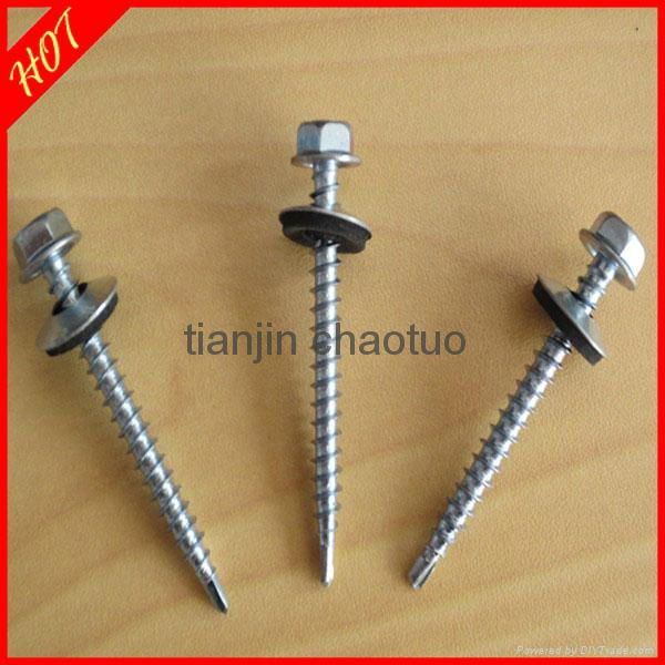 supply galvanized hex head self drilling screw with EPDM