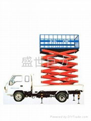 On-board shear fork lift platform 