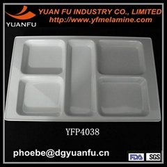 Durable melamine compartment plate