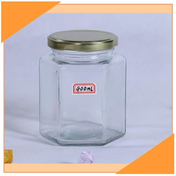Hexagon Glass Honey Jar  2