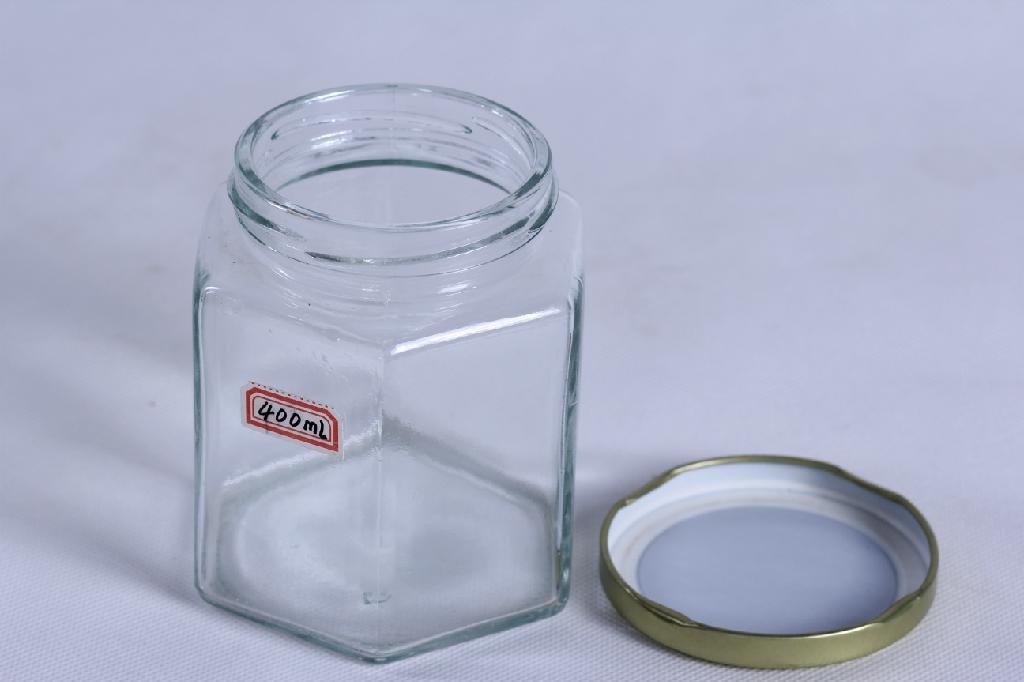 Hexagon Glass Honey Jar  3