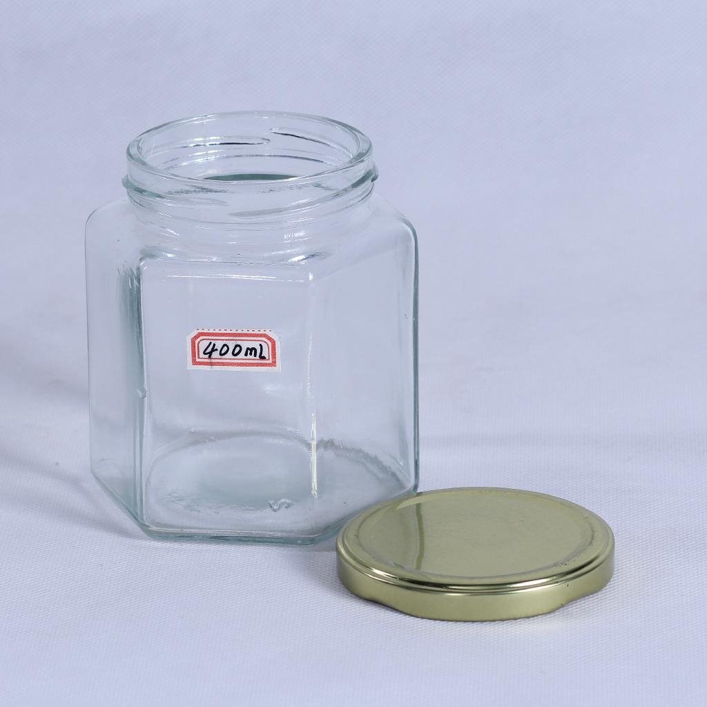 Hexagon Glass Honey Jar  4