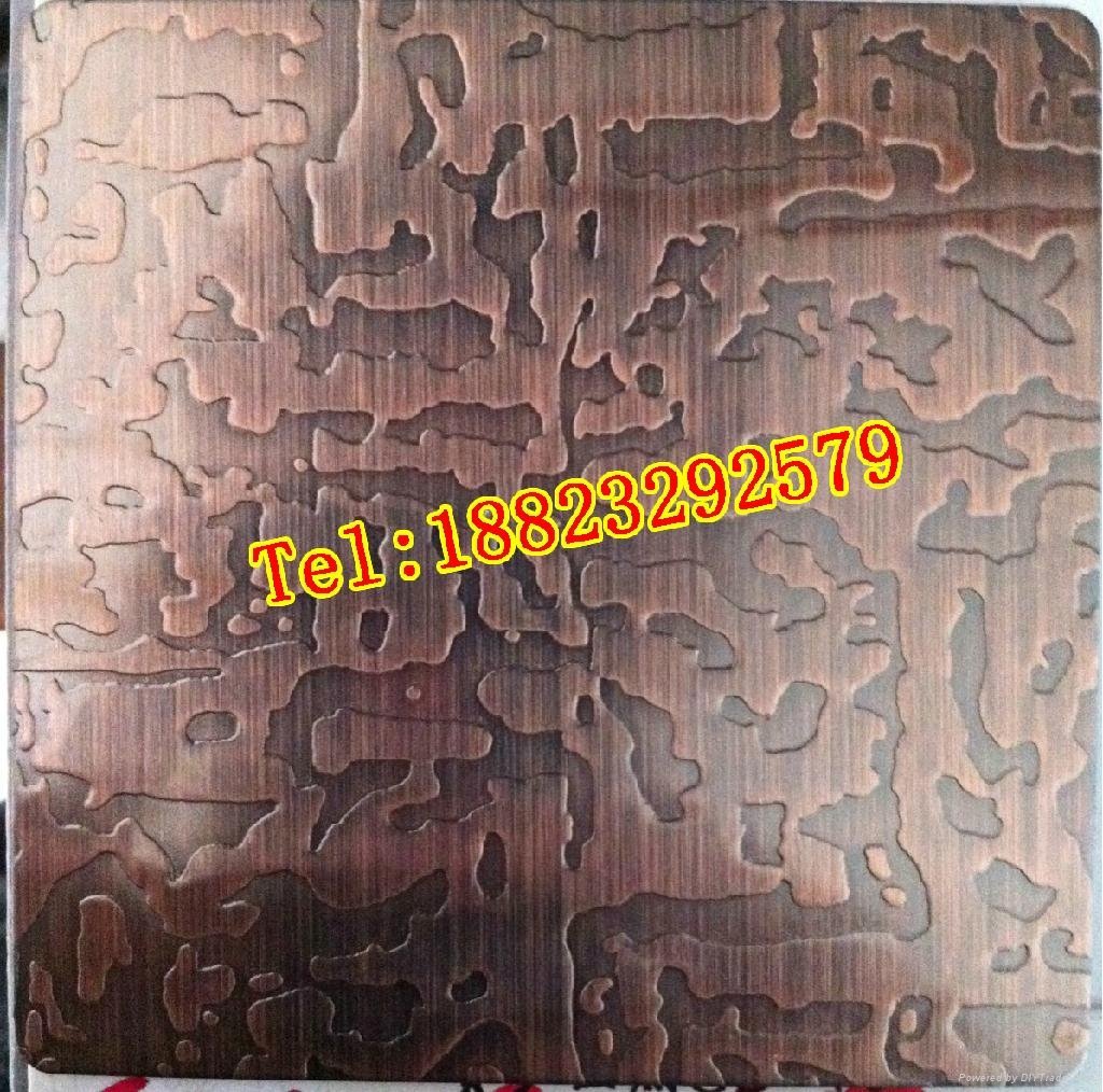 Electroplating stainless steel the red bronze etching plate factory direct 3