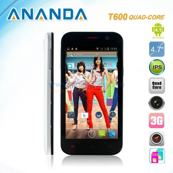 4.7inch MTK6589 Quad Core Android 4.1 WCDMA/GSM 3G Dual SIM Mobile Phone T600  2