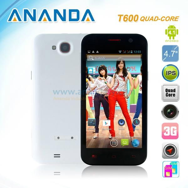 4.7inch MTK6589 Quad Core Android 4.1 WCDMA/GSM 3G Dual SIM Mobile Phone T600  3