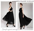 High Quality Elegant Sleeveless Ladies Black Chiffon Long Maxi Evening Dresses 2