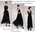 High Quality Elegant Sleeveless Ladies Black Chiffon Long Maxi Evening Dresses 3