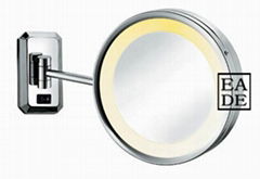 Wall mounted makeup mirror with LED lighting