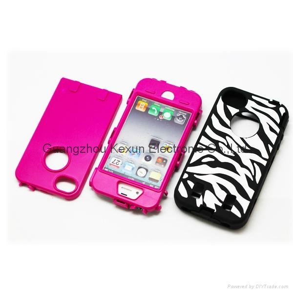 Armored R   ed High Impact Zebra Case For Iphone 4/4s