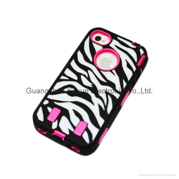 Armored R   ed High Impact Zebra Case For Iphone 4/4s 5