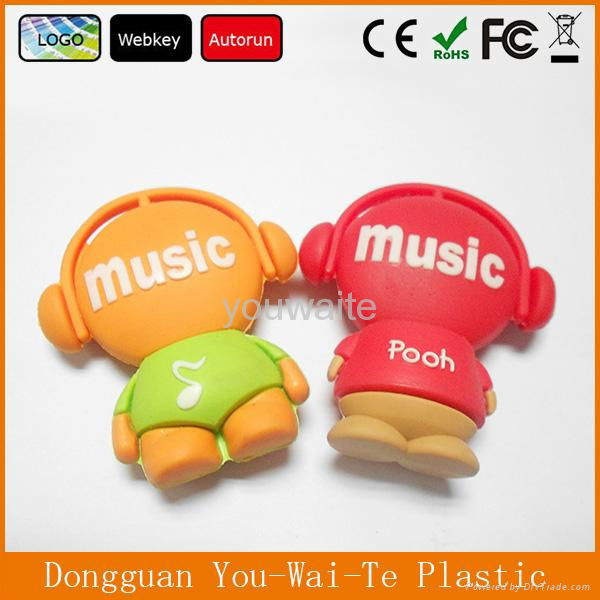 custom music boy shaped pvc usb key, cartoon usb