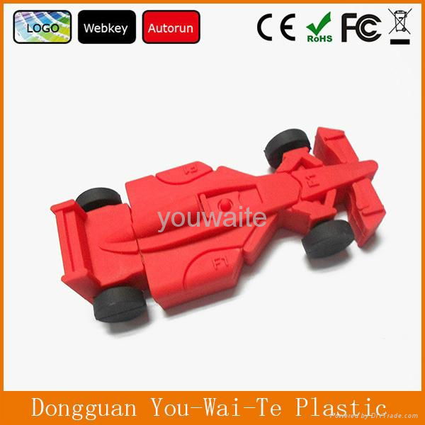 Cool Racing Car Shape PVC USB,Cartoon USB Key With Customized Logo