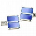 banded blue fiber optic cufflinks