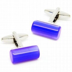 Romance blue enamel cylinder cufflinks 