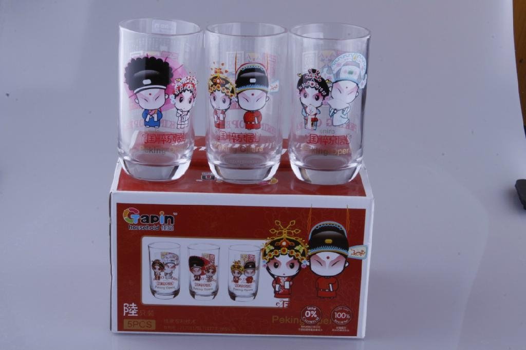 Glassware Water Juice Glass Chinese Style Picture And Heat Transfer Process