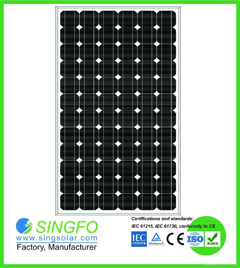 CE/TUV/RoHS certified Monocrystalline Solar Panels  2
