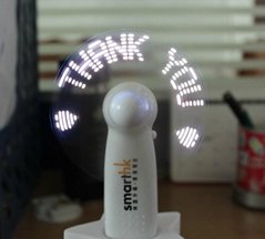 Real factory flashing your logo led mini fan with low price