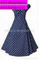 NEW RED BLACK POLKA DOT COLLARED VINTAGE 1950's ROCKABILLY SWING EVENING DRESS  2