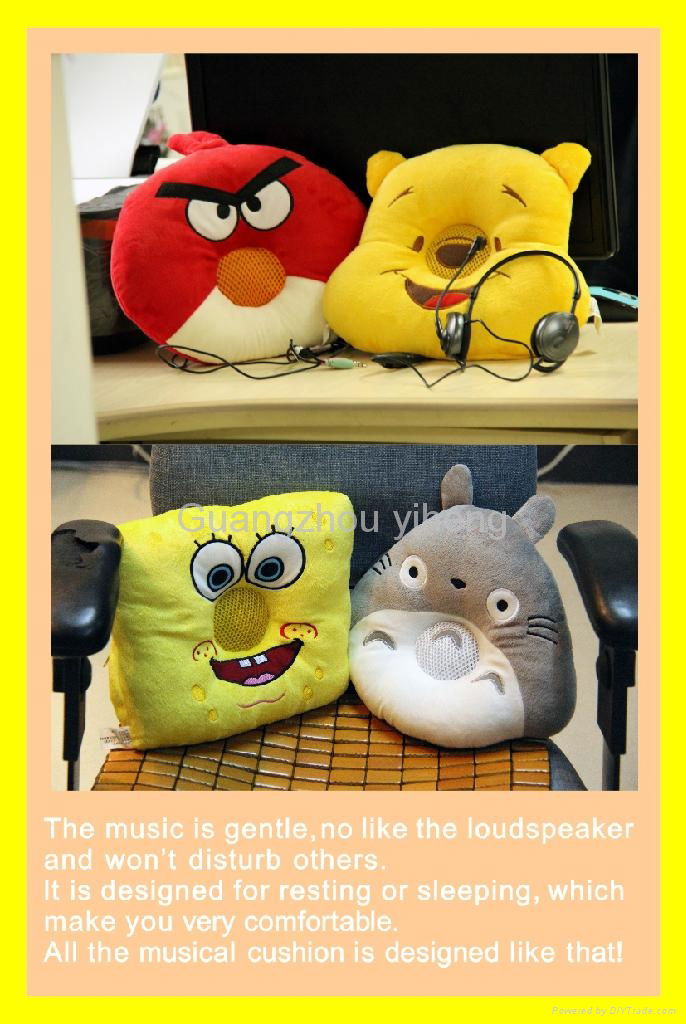 OEM cartoon plush cushion with speaker box 2