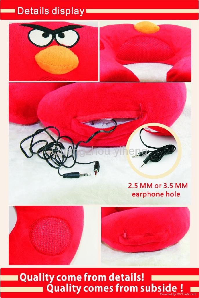 OEM cartoon soft u-shape musical neck pillow for travel 3