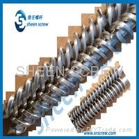 Conical twin screw barrel/conical twin screw and barrel