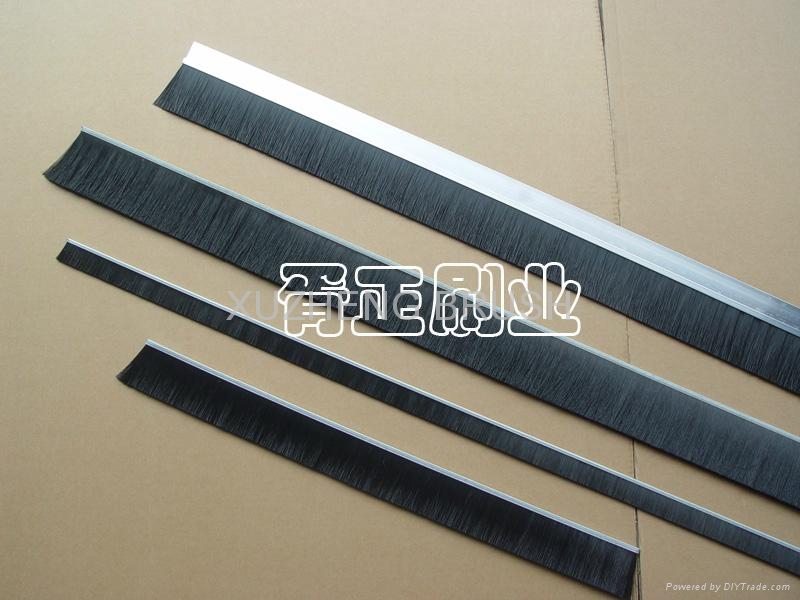 Nylon bristle steel channel strip brushes