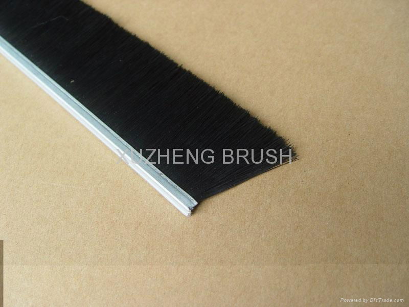 Long trim metal channel strip brushes