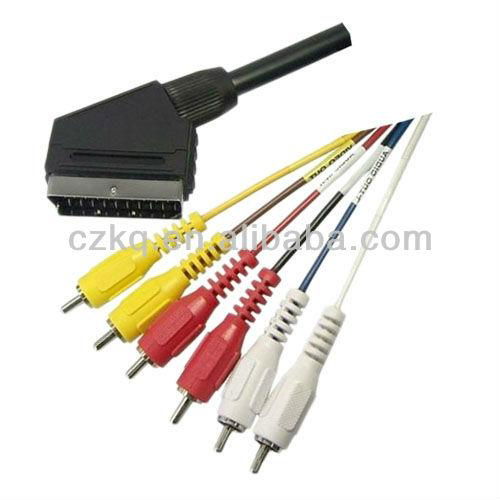 scart cable to 6rca plugs