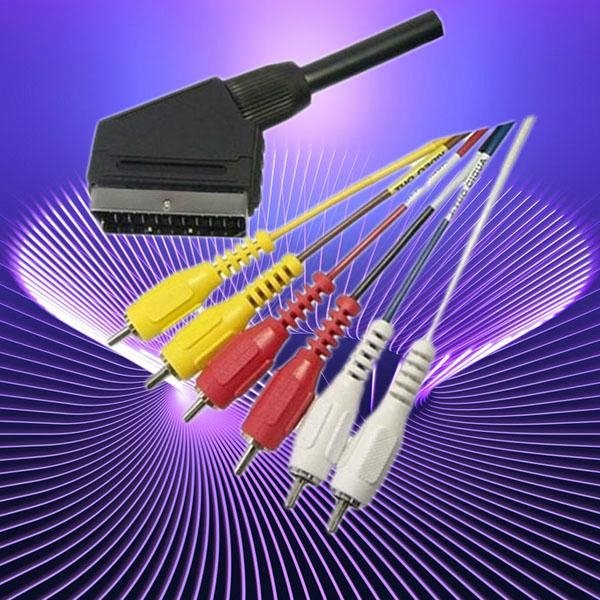 21pin scart cable to 6rca plug