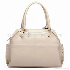 Wholesale handbag Genuine leather women shoulder bag Beige from bangkok thailand