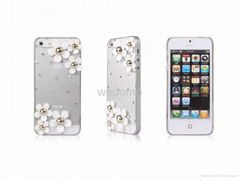 iphone5 pearl flower case with diamond 100% artificial diamond I5D00A