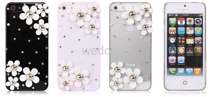 iphone5 pearl flower case with diamond 100% artificial diamond I5D00A 2