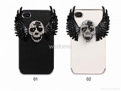 Most popular skull diamond leather case for iphone4 I4D00B